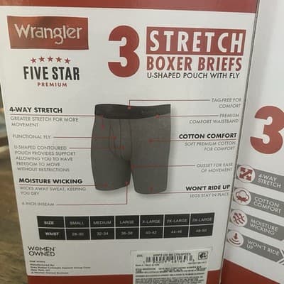 Wrangler Stretch Boxer Briefs 2XL Lot Of 2 Boxes 6 Pair New In Box