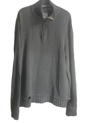 Arepostale Thrashed Sweater Gray 3/4 Zip Grunge Distressed