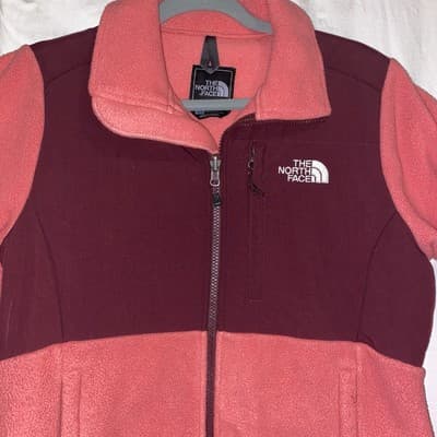 The North Face Women's Polartec Fleece Zip Up Jacket Pink Brown Size S Winter
