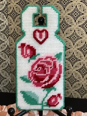 Needlepoint Yarn Door Knob Hanger HOME SWEET HOME Bird/heart Double sided Vtg