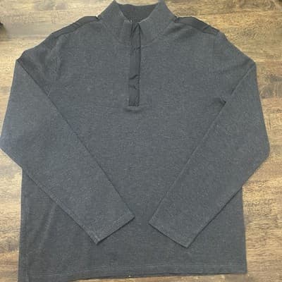 Hugo Boss Pure Cotton Gray Quarter Zip Sweater Classic Preppy Academia