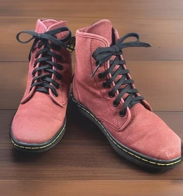 Doc Dr. Martens Shoreditch Oxblood Canvas Boots Streetwear Goth Grunge Size 6