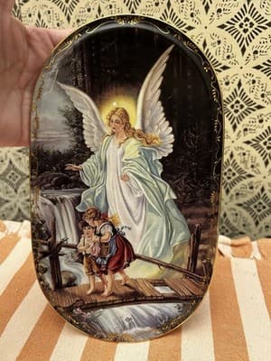 1995 Behuteter Heimweg GUARDIAN ANGEL Bradford Exchange German Oval Plate