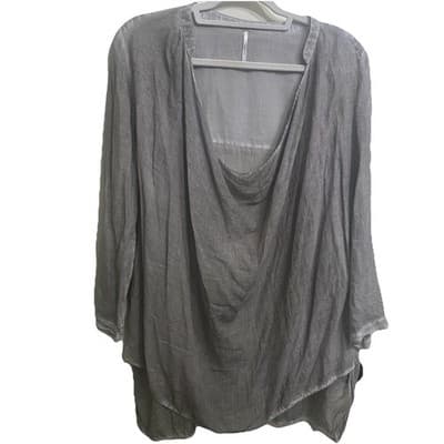 Free People Top Womens Small Heathered Gray Long Sleeve Boho Oversize Beachy