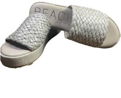 Beach Brand by Matisse Silver Raffia Platform Sandals Sz7 Summer Beach Vacation