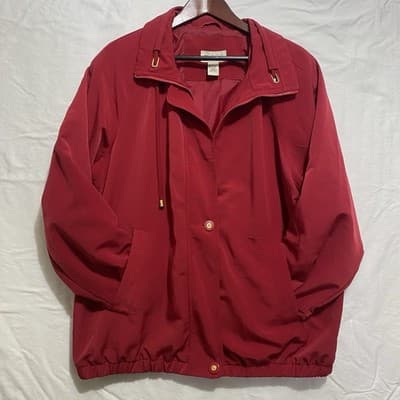 Westbound Lightweight Jacket Womens Lg Red Button Zip Front Lined Pockets