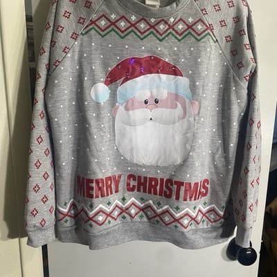 Santa From Movie Rudolph Light Up Christmas Lights Sweatshirt