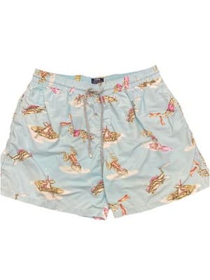 Vilebrequin Swim Trunks Shorts Blue W Surfing Frogs Mens 4XL Mesh Lined W38