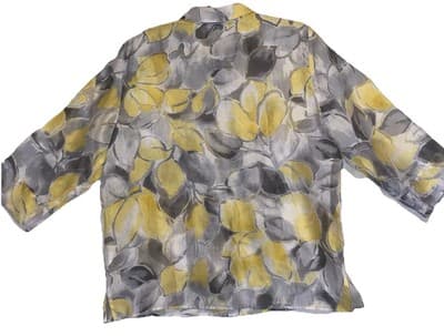 Alfred Dunner Office Wear Corpcore Sheer Butter Yellow Floral Top Ladies Plus18