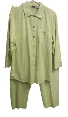 Liz Baker Women's Shirt L Pants L Linen Outfit Set Coastal Cruiser Pull Ons