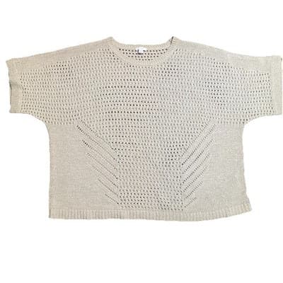 Pure Jill Oversized Open Weave Sweater Beige 3XL Cotton Nylon Blend Beachy