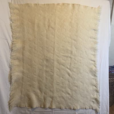 Vintage Pendleton Throw Blanket, 100% Virgin Wool 56" x 40" Soft Pale Yellow