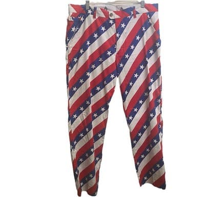 Royal & Awesome Stars & Stripes USA Golf Pants Mens 38X30