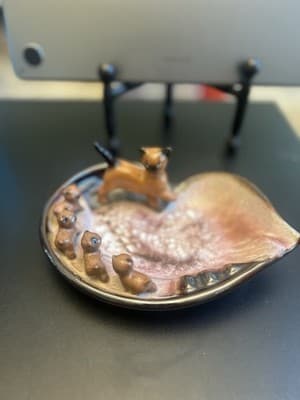 Siamese Cat With 4 Kittens Ash Tray 1950’s Trinket Dish Tilso Japan Vintage
