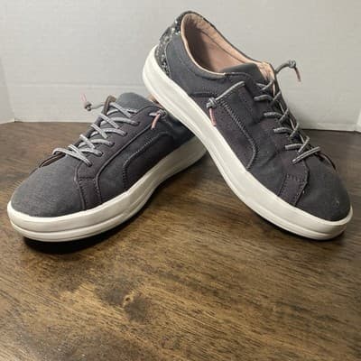 Hey Dude Karina Joy Women's Slip-On Sneakers, Stone Grey Bungee Laces Sz 8