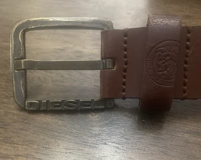Diesel Mens Sz 34 Brown Pure Buffalo Leather Belt Extra Tough Superior