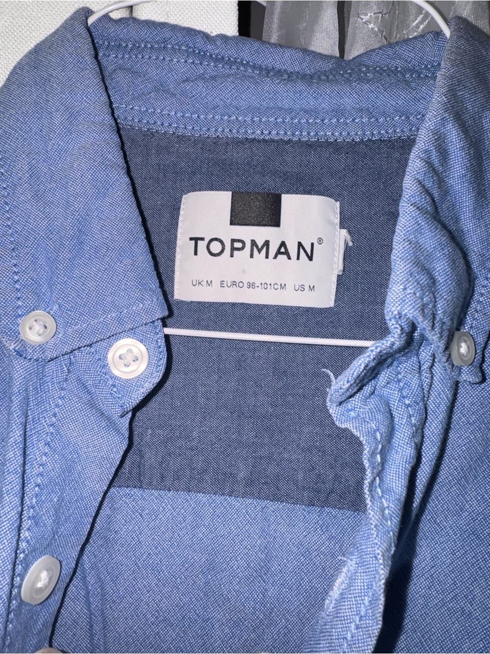 Topman Men's Short-Sleeve Button-Down Shirt in Denim Blue