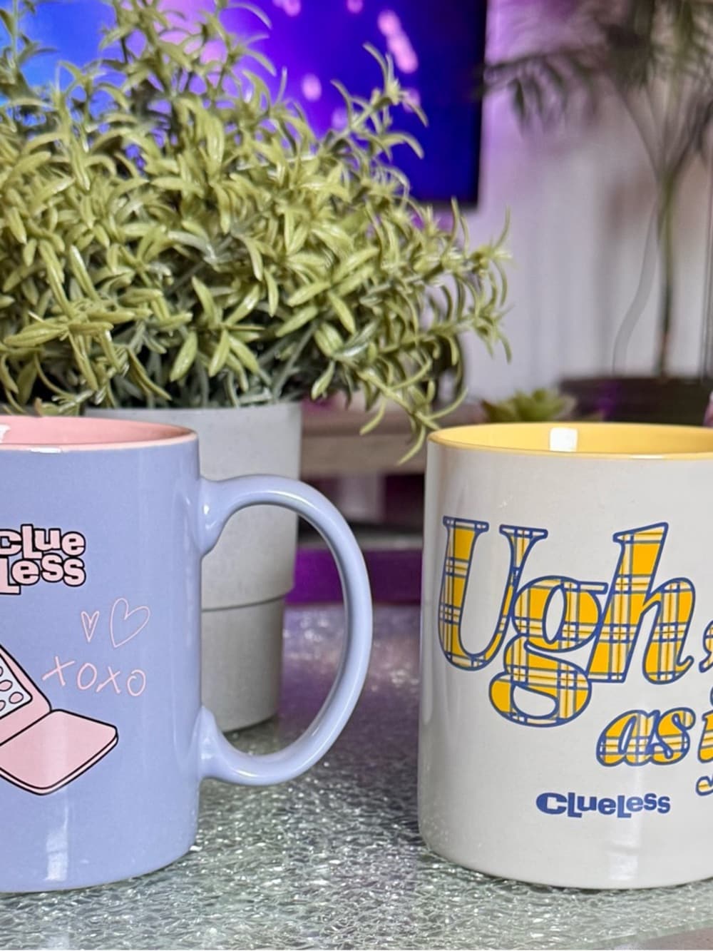 Clueless Graphic Coffee Mugs - Pastel Blue & Cream