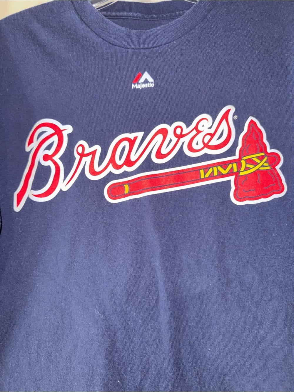 Majestic Navy Braves Short Sleeve Tee with Red & White Logo INCIARTE 11 size M