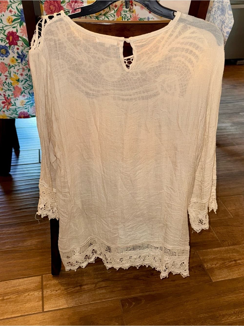 Indigo Soul Peasant Blouse beach pool swimsuit cover up in Cream size XL