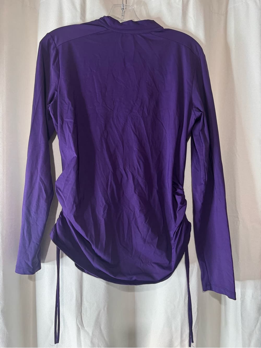 Purple Half-Zip Long Sleeve athletic work out Top with Pink Zip size large USA