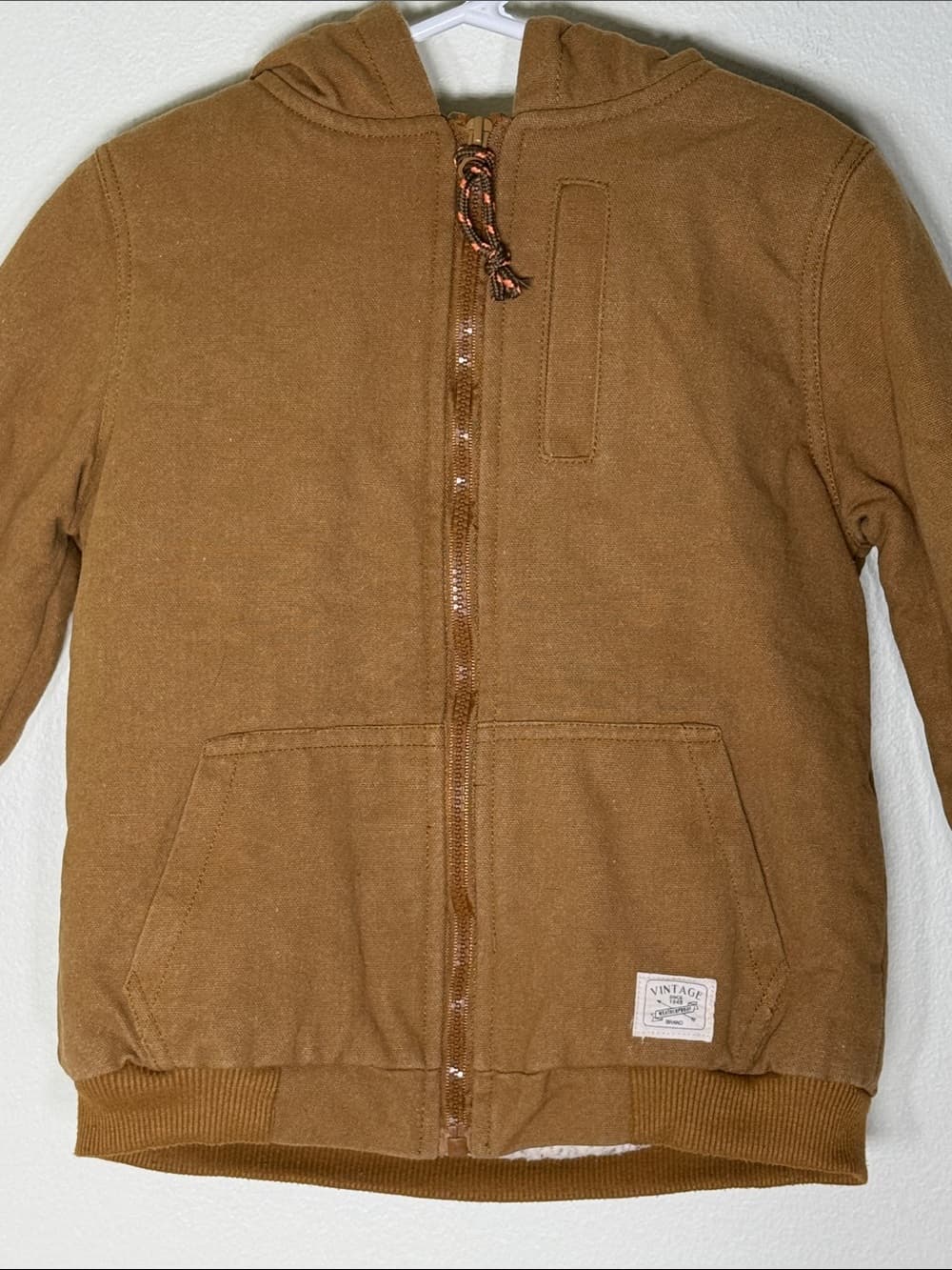 Vintage Kids Hooded Zip Sweatshirt - Brown