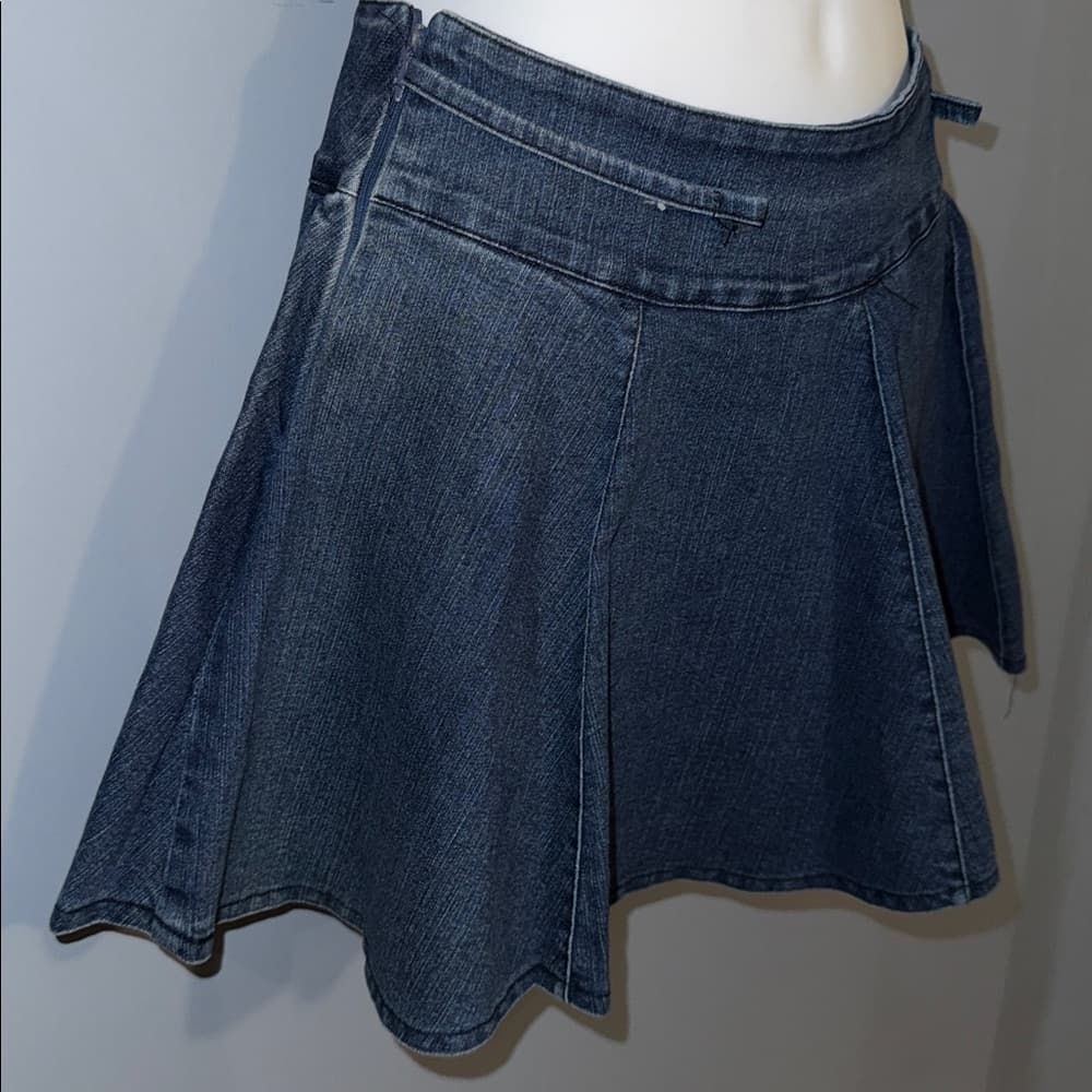 Denim Skort with Flared Hem - Size Unknown