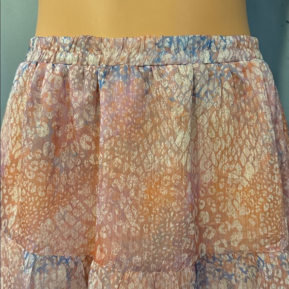 BB Dakota Watercolor Print Tiered Mini Skirt - Size Small