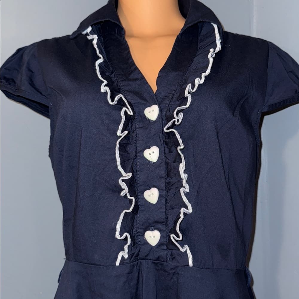 Chic Yellow Star Navy Dress - Size Large