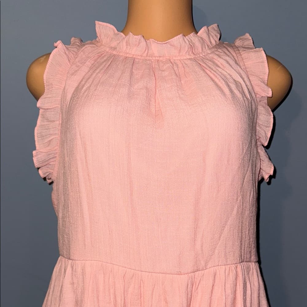 Chembery Pink Ruffle Sleeveless Dress - Size Large