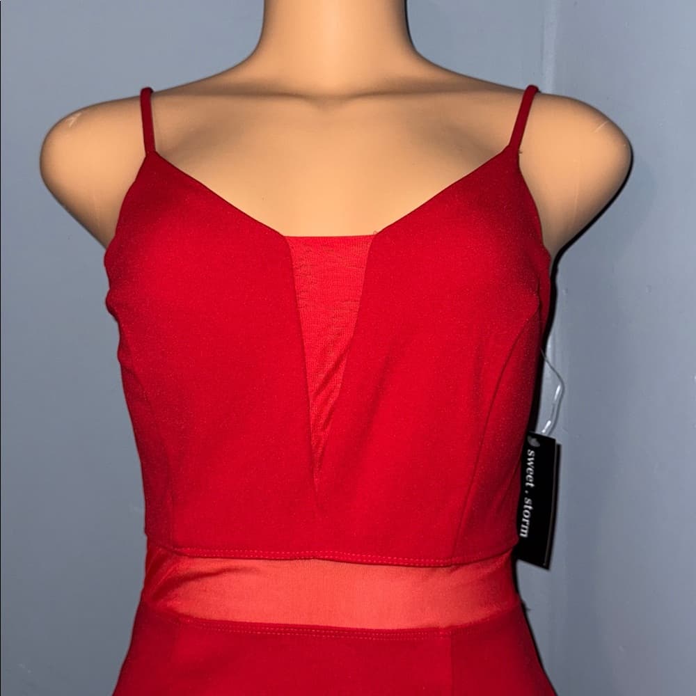 Sweet Storm Red & Sheer Dress