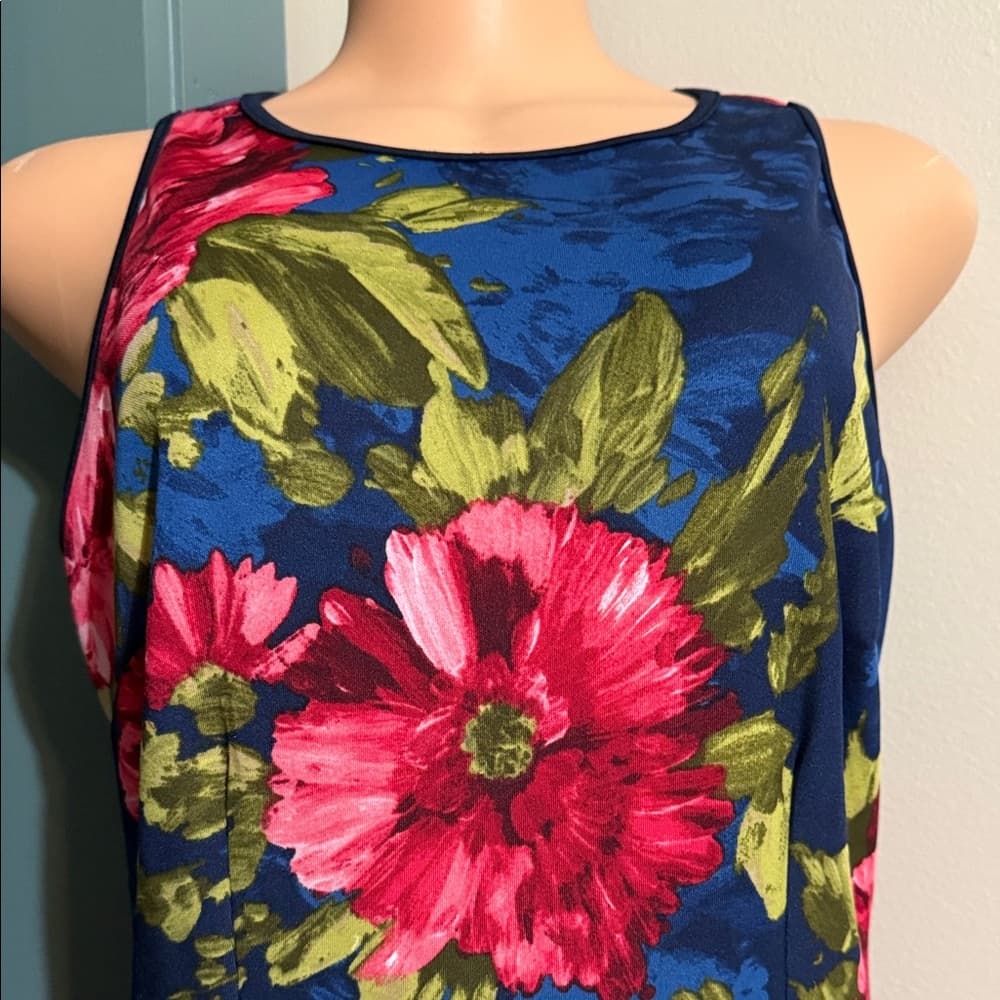 Enfocus Studio Blue and Pink Floral Midi Dress