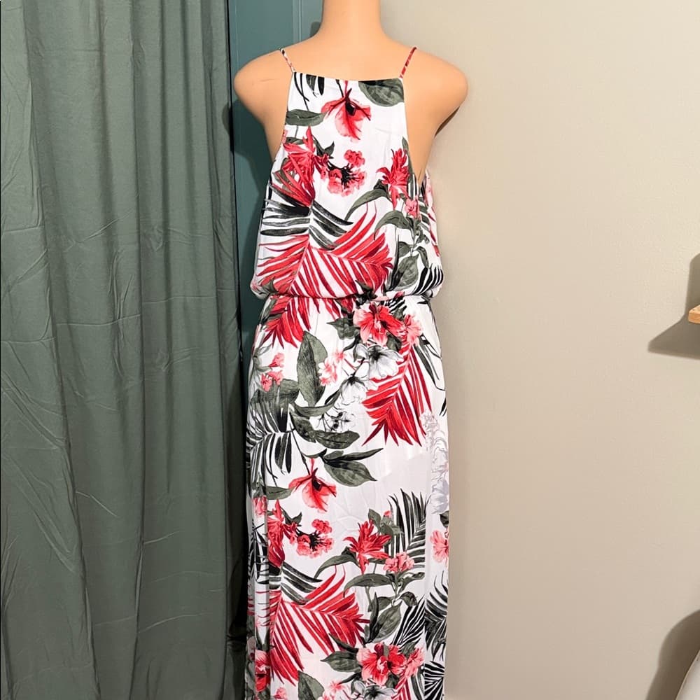 White House Black Market Red and Black Floral Maxi Dress