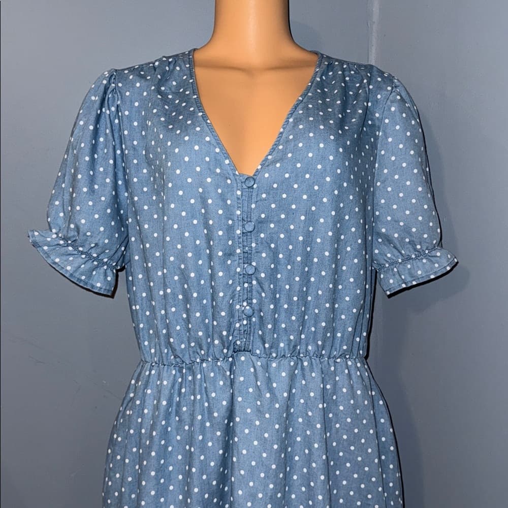 Robert Louis Polka Dot Button-Up Dress - Size large