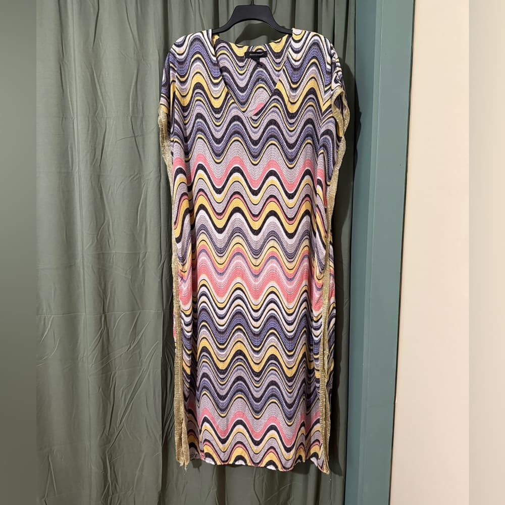 Ashley Stewart Vibrant Wave Dress in Yellow and Black