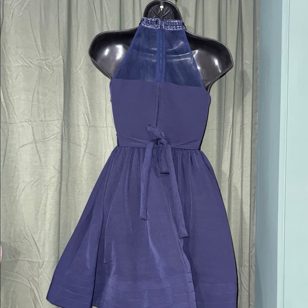 Rare Editions Navy Blue Halter Mini Dress