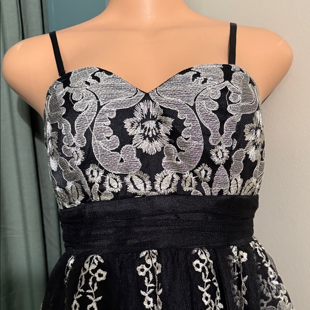 Chi Chi London Black and Silver Floral Mini Dress