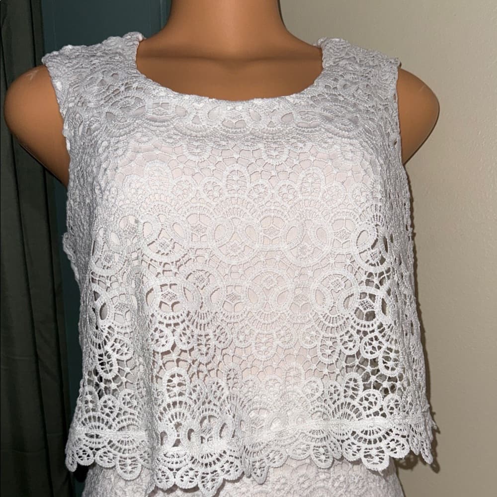 My Michelle White Lace Mini Dress