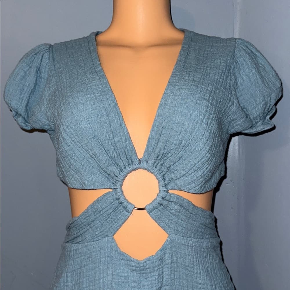 Blue Blush Cut-Out Mini Dress - Size medium