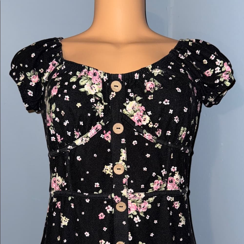 No Boundaries Black Floral Mini Dress
