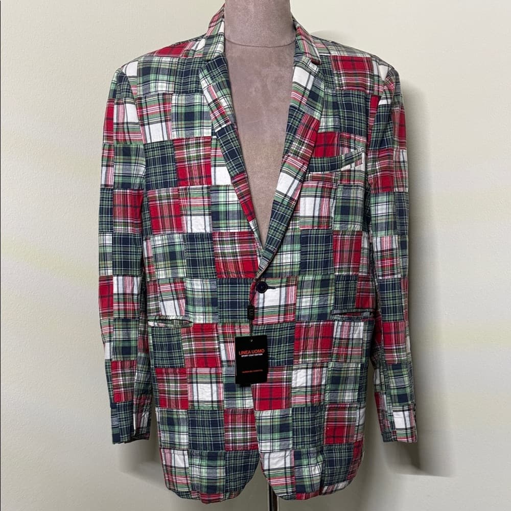 NWT - Linea Uomo Patchwork Plaid Blazer - 48L