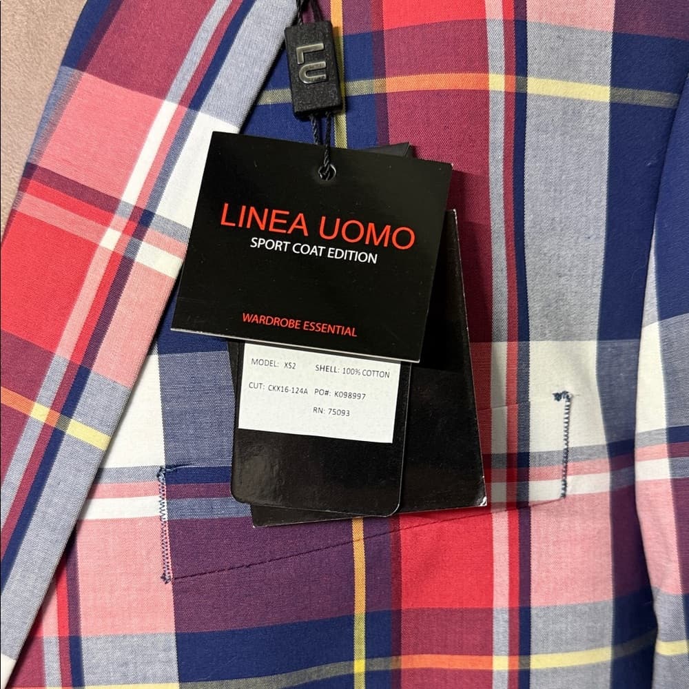 Men's Plaid Blazer - Red, Blue, White