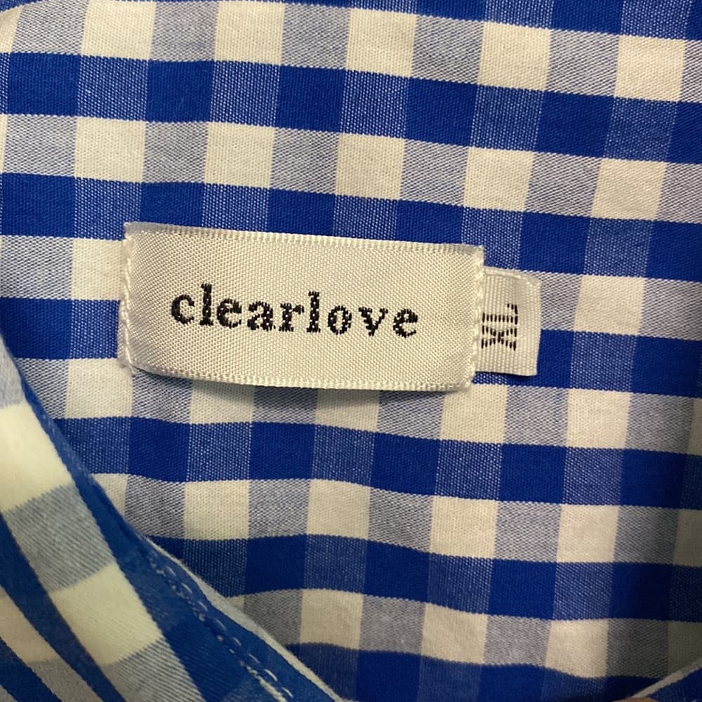 Blue & white checkered long sleeve button down shirt