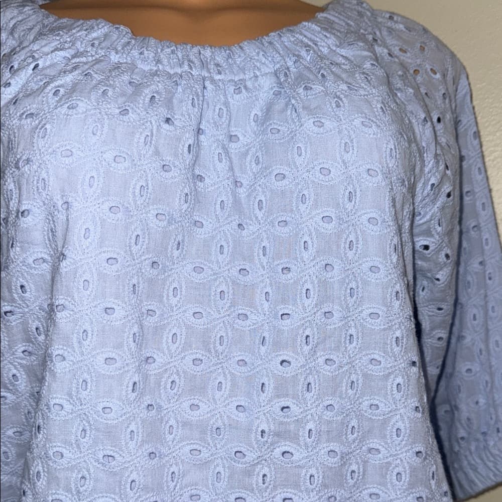 Light Blue Eyelet Women's Top