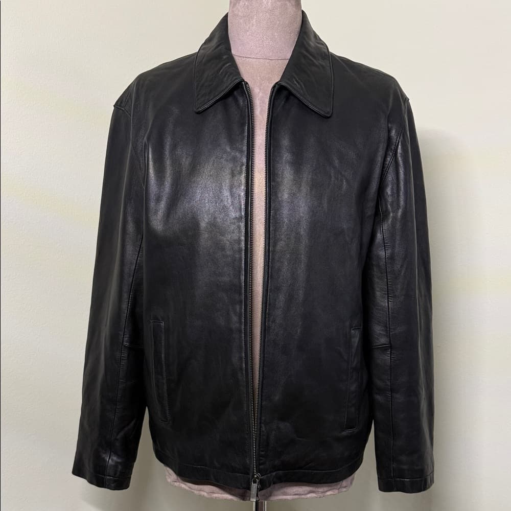 Alfani Buttery Soft Black Leather Jacket - Size Large