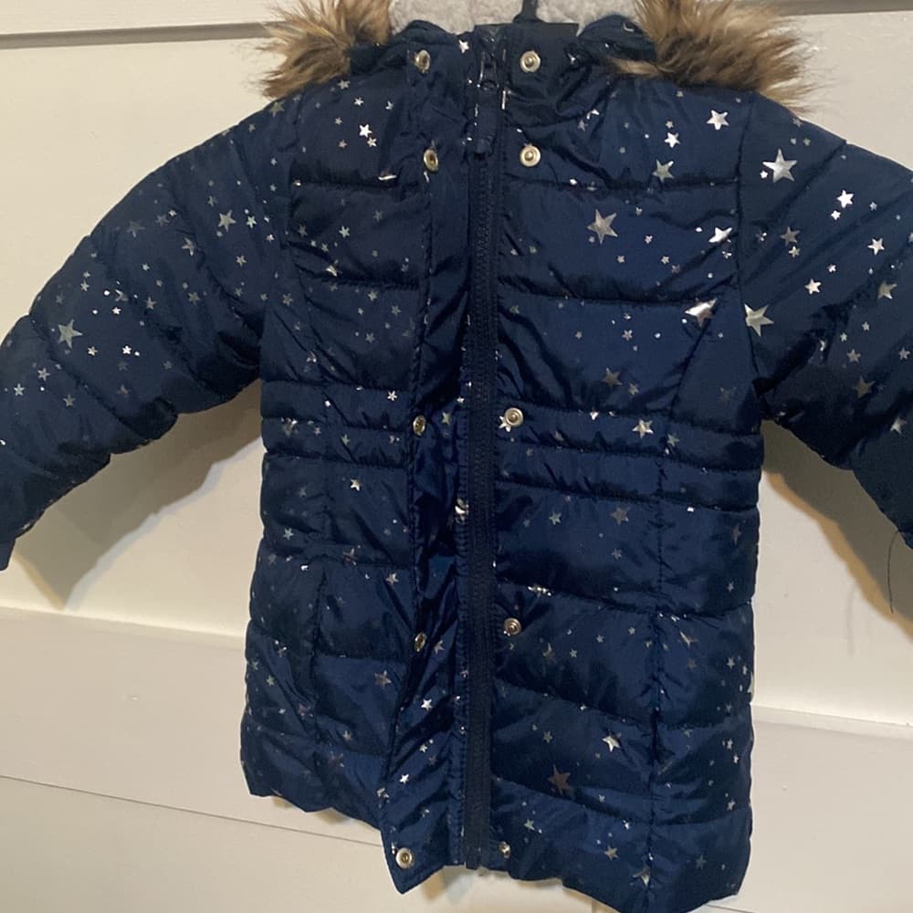 Blue and silver stars puffer jacket
