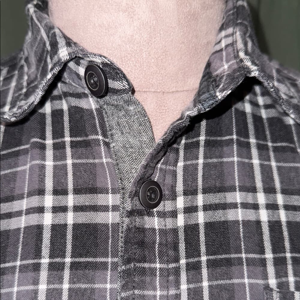 Guess Black and White Plaid Button-Down Shirt
