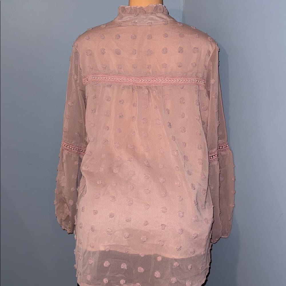 Elegant Sheer Blouse with Delicate Details – Size Large