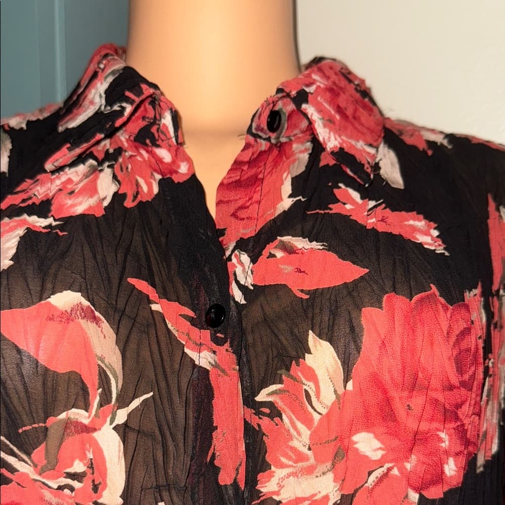 Style & Co. Black and Red Floral Top