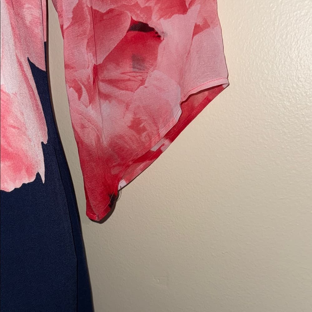 JM Collection Pink Floral Blouse with Navy Base
